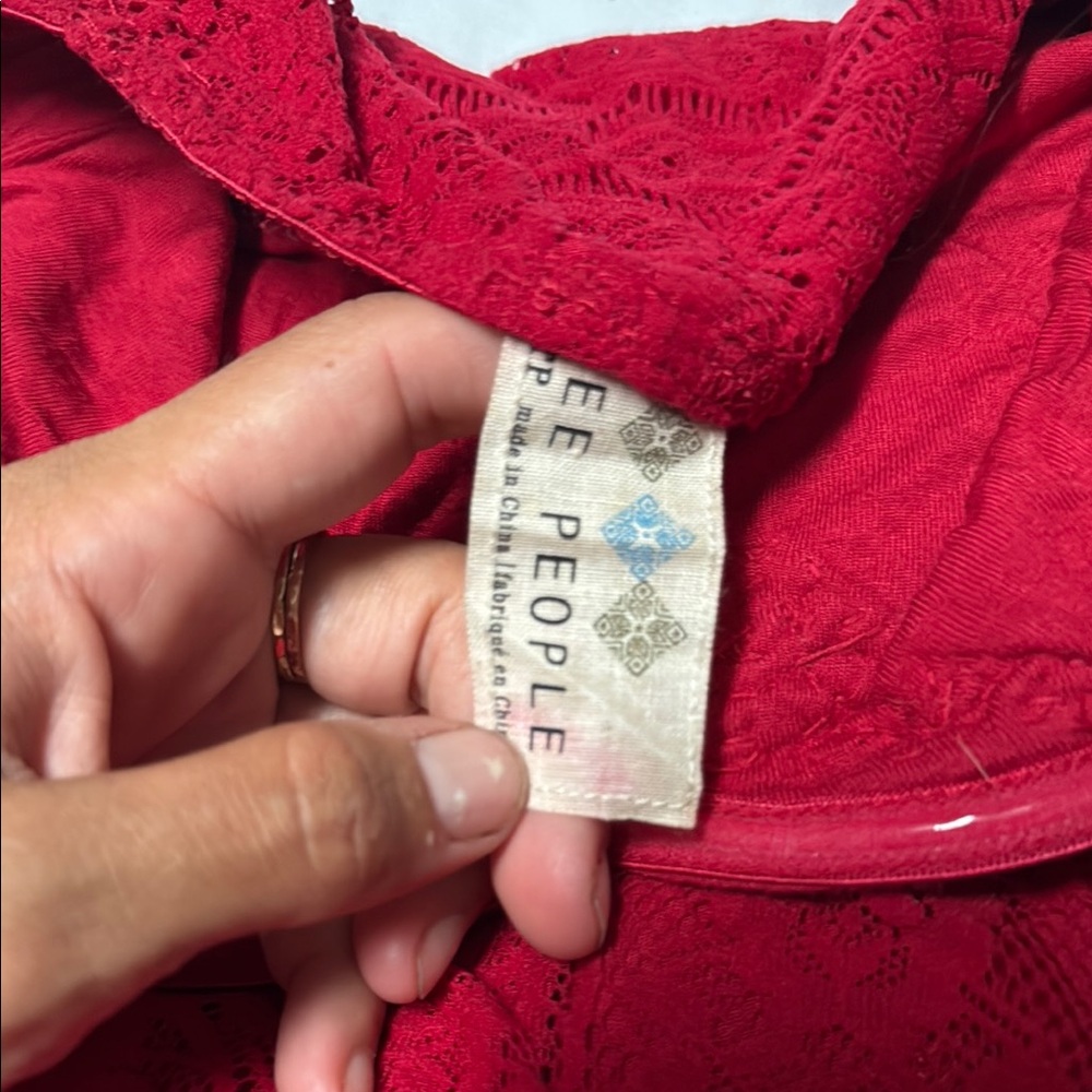Free People Red Ruffled Mini Dress - Picture 4 of 5